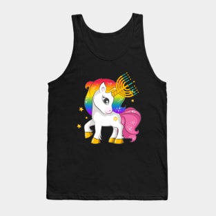 Funny Jewish Shirt Unicorn Menorah Hanukkah Tank Top